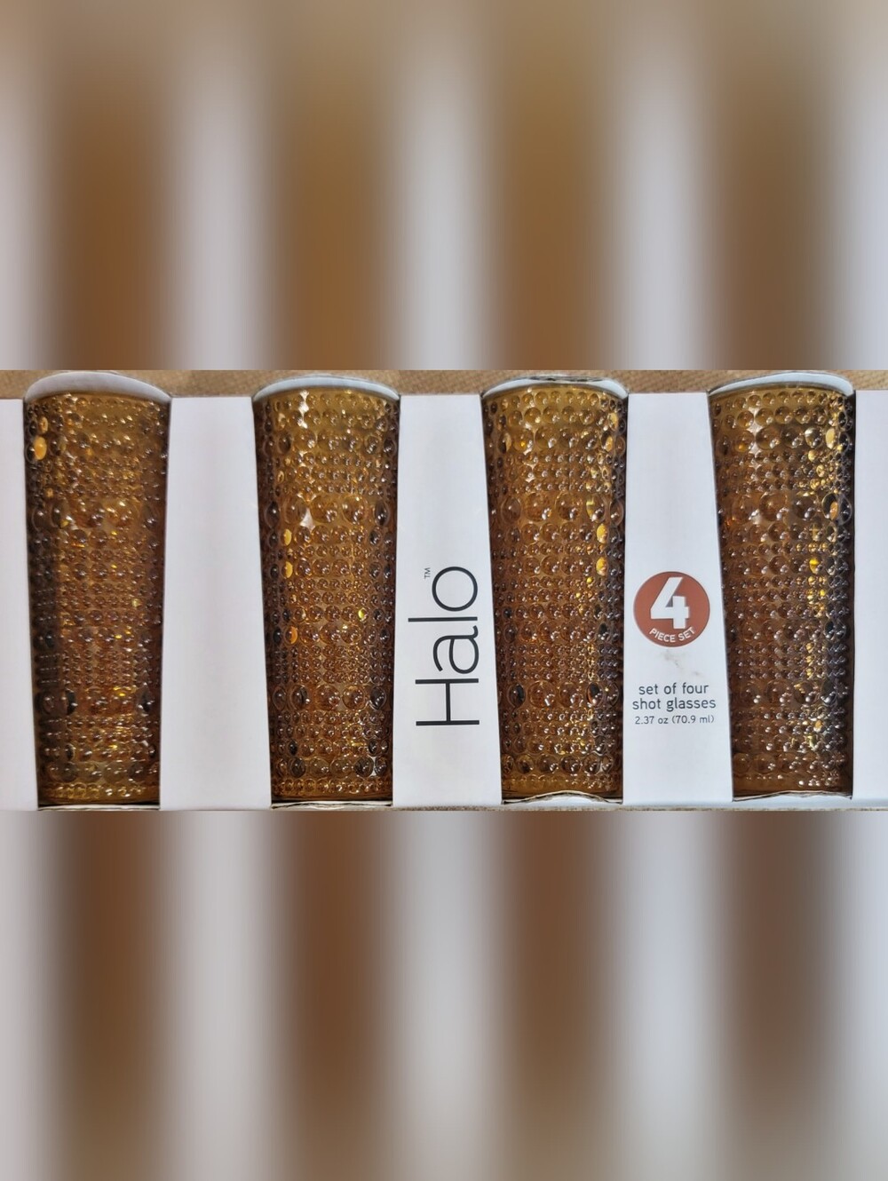 Home Essentials & Beyond Tall Coppery Hobnail Shot Glasses Set Of 4 #NIB